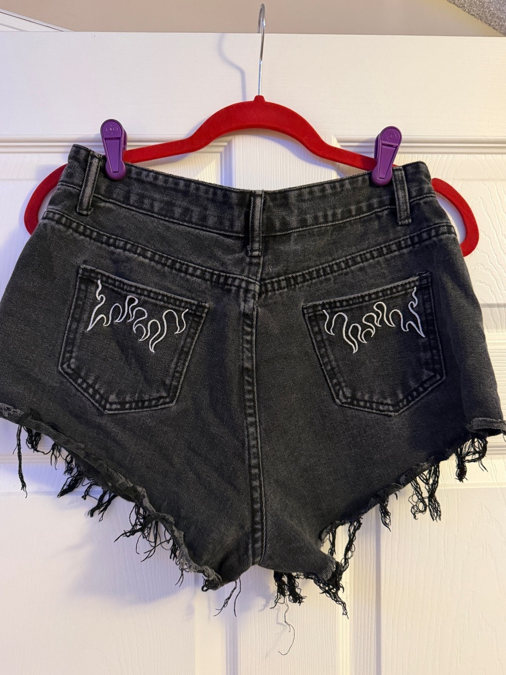 Women's High-Waist Black Distressed Denim Shorts
